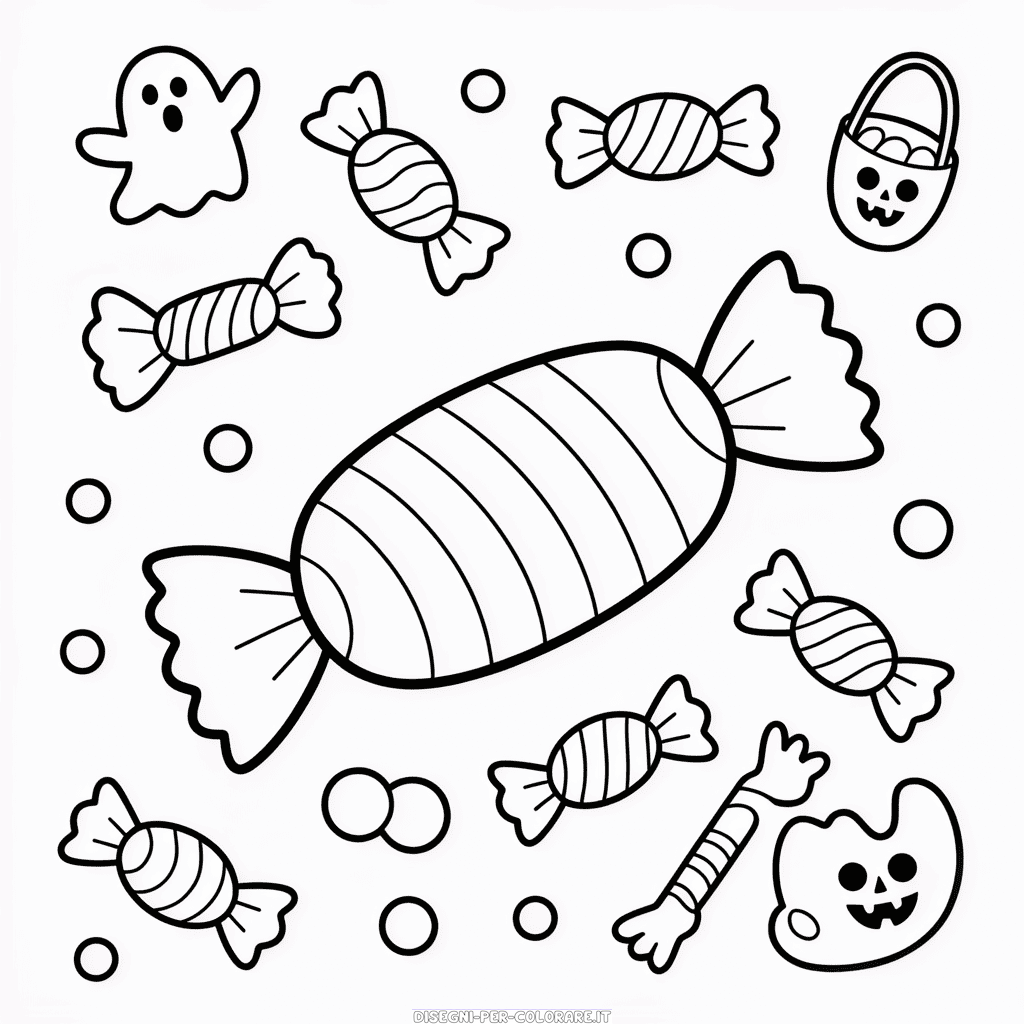 Disegno di Caramelle di Halloween da Colorare