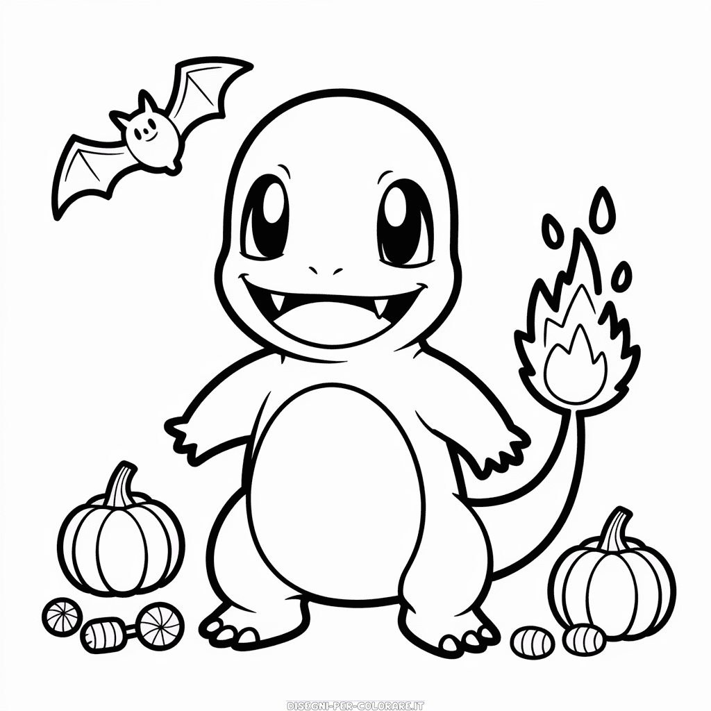 Disegno di Charmander di Halloween da Colorare