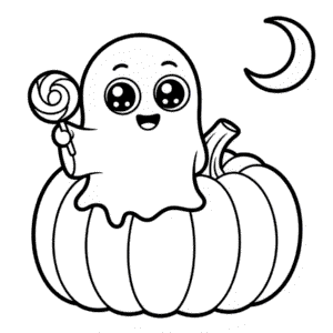 Disegno di Chibi di Halloween da Colorare