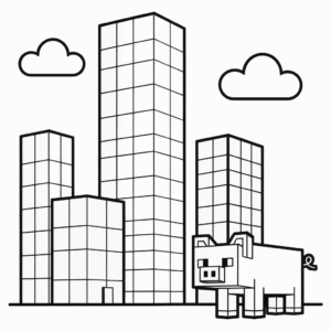 Disegno di Città Minecraft da Colorare