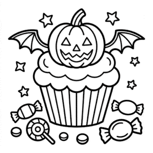 Disegno di Cupcake di Halloween da Colorare