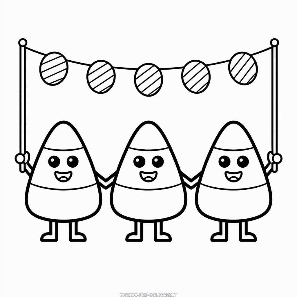 Disegno di Dolcetti di Halloween al Gusto Caramella Mais da Colorare