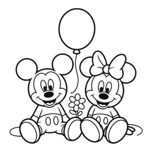 Disegno di Facile Topolino e Minnie da Colorare