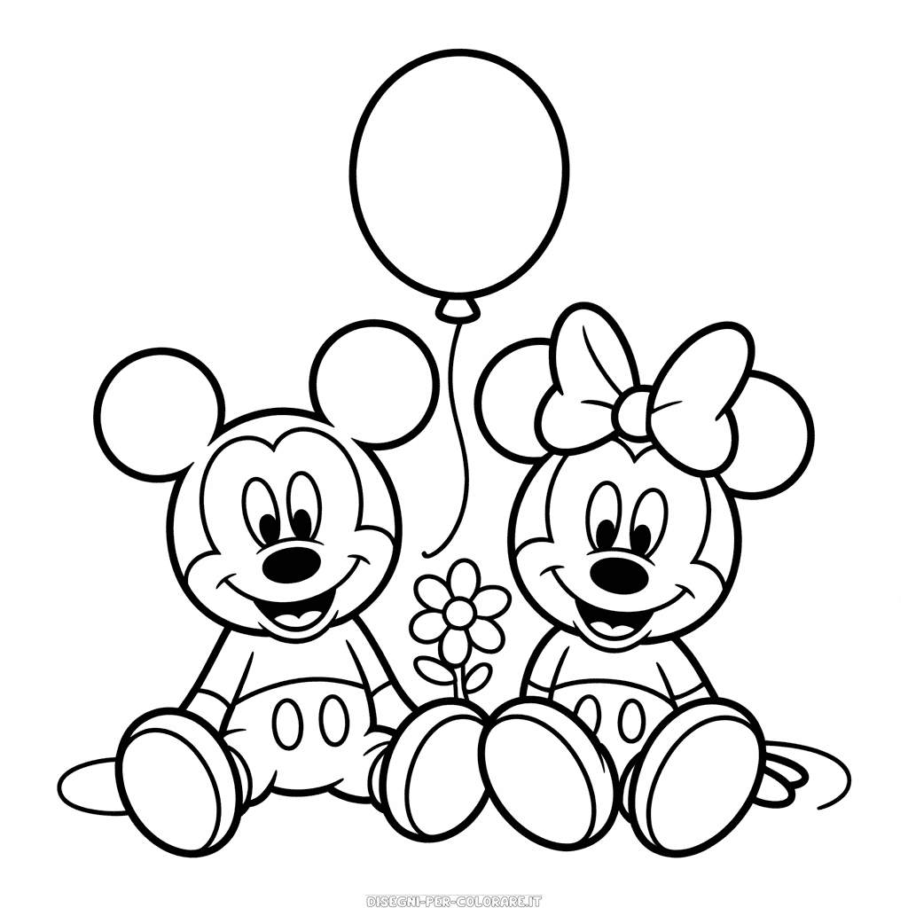 Disegno di Facile Topolino e Minnie da Colorare