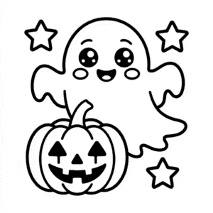 Disegno di Fantasma Carino Halloween da Colorare