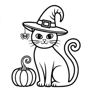 Disegno di Gatto di Halloween da Colorare