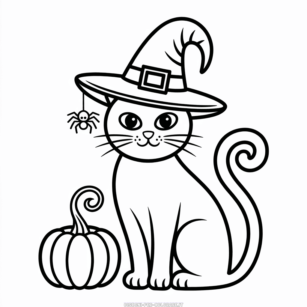 Disegno di Gatto di Halloween da Colorare
