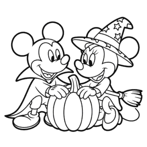 Disegno di Halloween Topolino e Minnie da Colorare