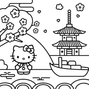 Disegno di Hello Kitty in Giappone da Colorare