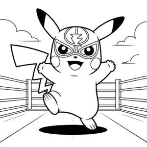 Disegno di Il Wrestling di Pikachu da Colorare