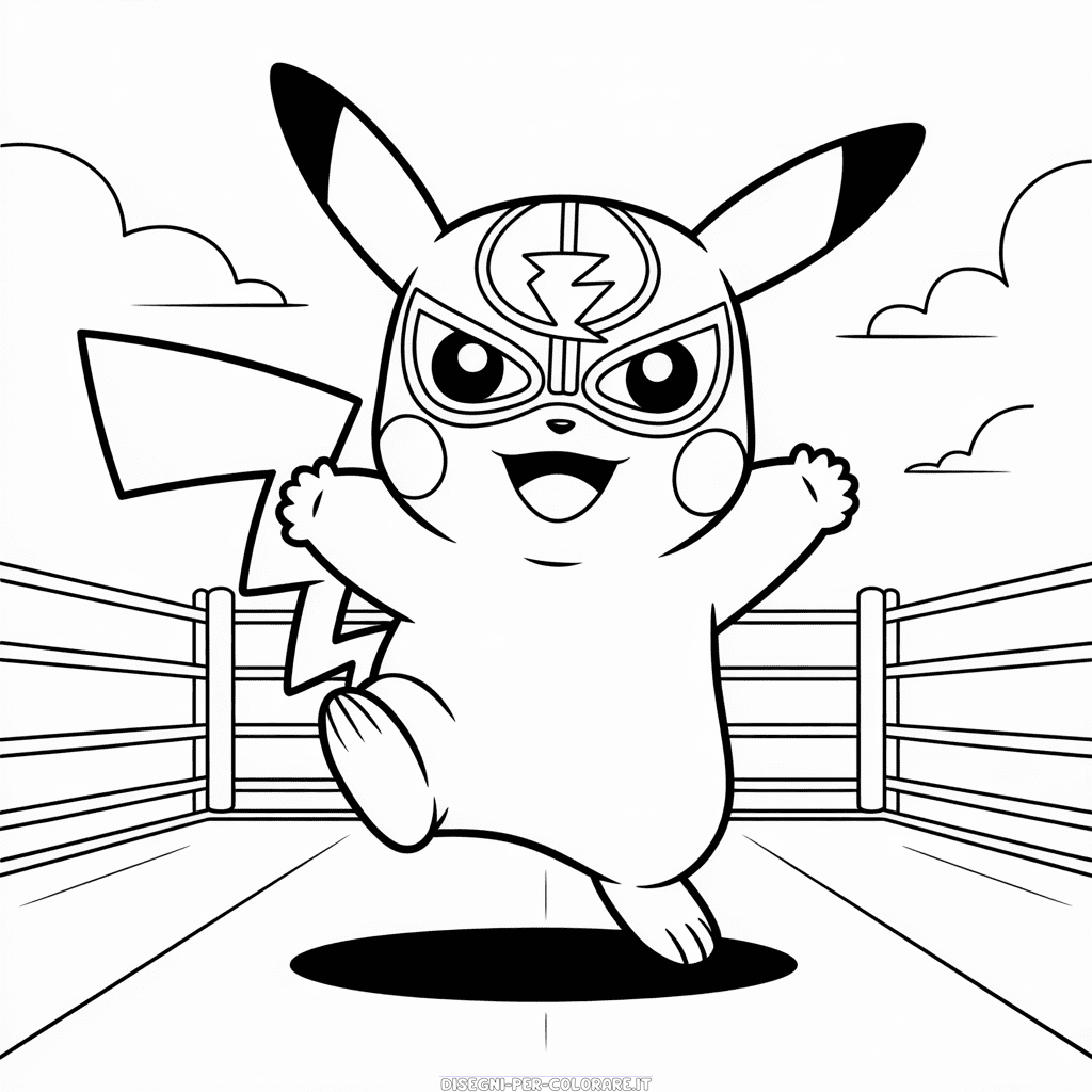 Disegno di Il Wrestling di Pikachu da Colorare