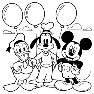 Disegno di Paperino, Pippo, Topolino da Colorare