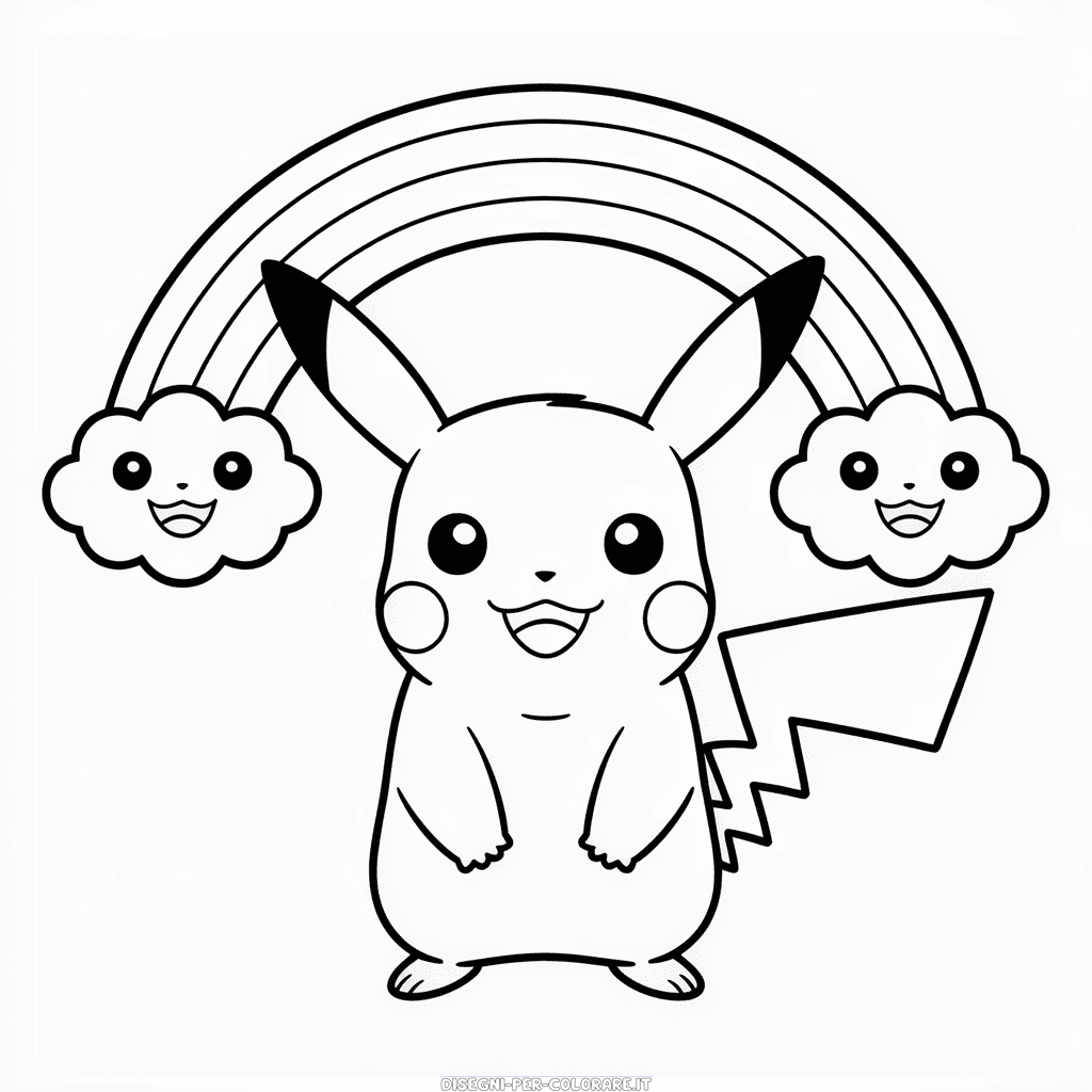 Disegno di Pikachu Arcobaleno da Colorare