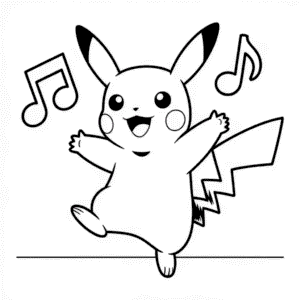 Disegno di Pikachu che Balla da Colorare