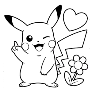 Disegno di Pikachu che Fa l'Occhiolino da Colorare