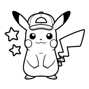 Disegno di Pikachu con Cappello da Colorare