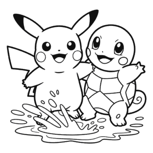 Disegno di Pikachu e Squirtle da Colorare