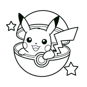 Disegno di Pikachu nella Pokeball da Colorare
