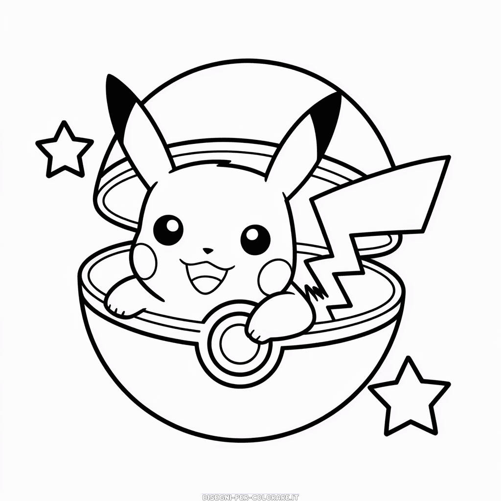 Disegno di Pikachu nella Pokeball da Colorare