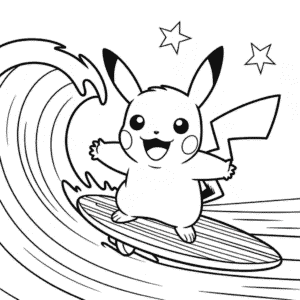 Disegno di Pikachu Surfista da Colorare