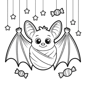 Disegno di Pipistrello di Halloween Carino da Colorare