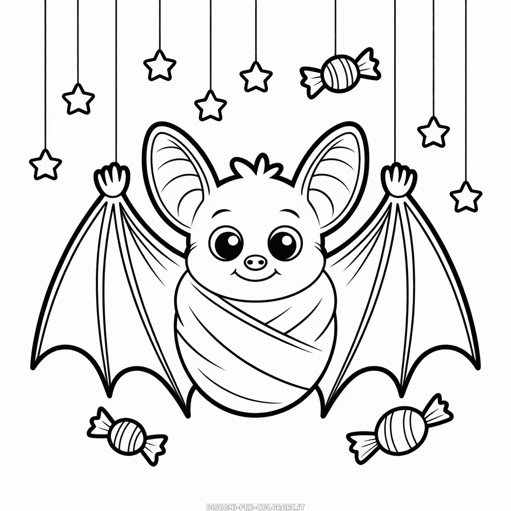 Disegno di Pipistrello di Halloween Carino da Colorare