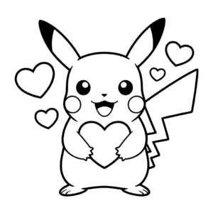 Disegno di San Valentino con Pikachu da Colorare