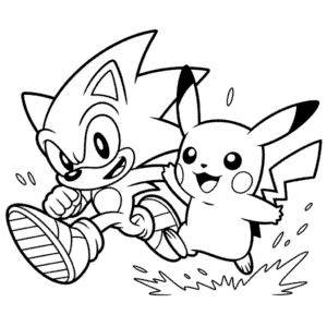 Disegno di Sonic e Pikachu da Colorare