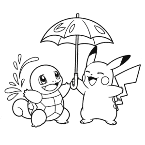 Disegno di Squirtle e Pikachu da Colorare