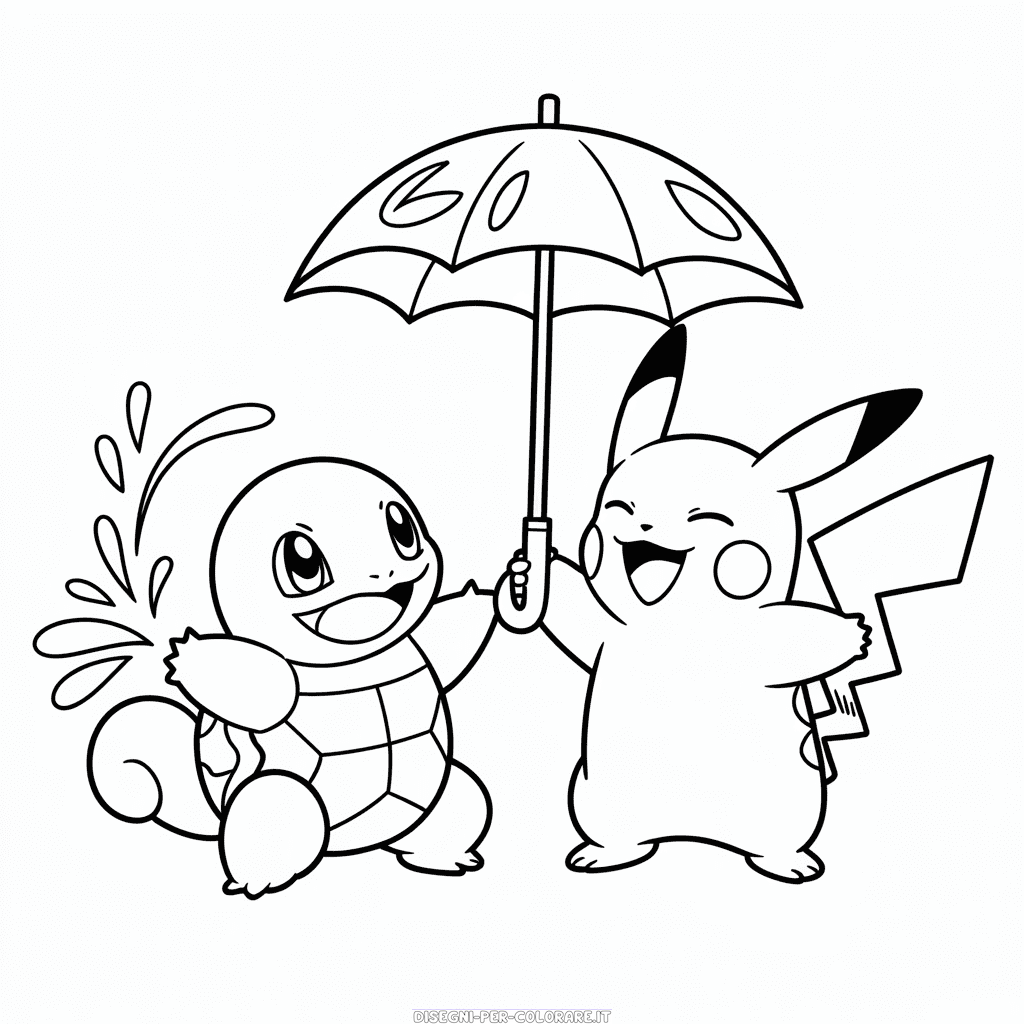 Disegno di Squirtle e Pikachu da Colorare