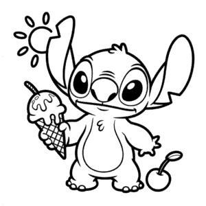 Disegno di Stitch e il Gelato da Colorare