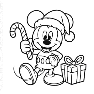 Disegno di Topolino Natale Carino da Colorare