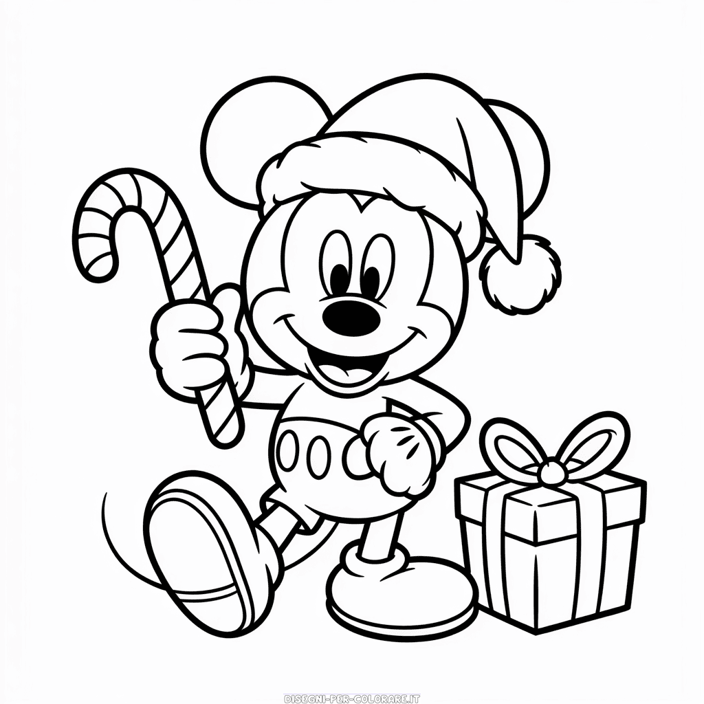 Disegno di Topolino Natale Carino da Colorare