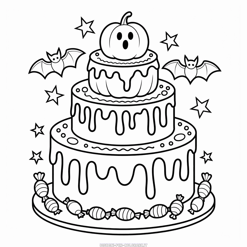 Disegno di Torta di Halloween da Colorare
